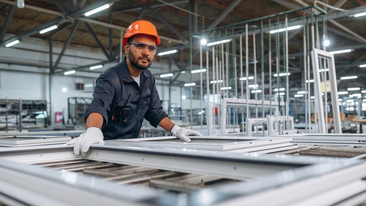 Solaris Engineering workshop - craftsman working with aluminum profiles